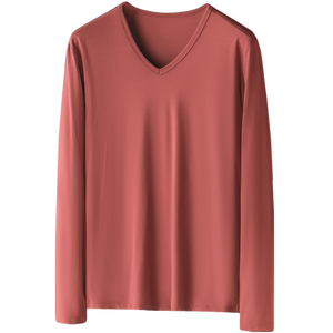 
Modal cotton long-sleeved T-shirt men's V-neck solid color inner wear antibacterial anti-mites and autumn and winter base shirt plus velvet thickened autumn clothes