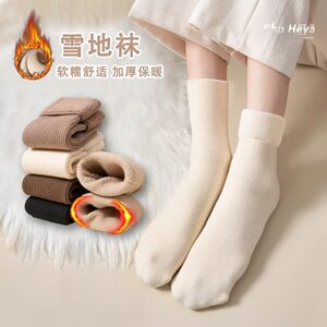 
Velvet thickened socks, snow socks, women's autumn and winter mid-calf socks, warm short socks, sleep floor socks, long socks, winter