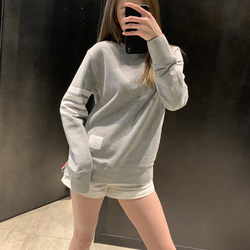 Tb Four-Stripe Crew Neck Pullover Loose Sweatshirt for Women, 2024 Spring and Autumn New Korean Style Internet Celebrity Casual Versatile Couple Top
