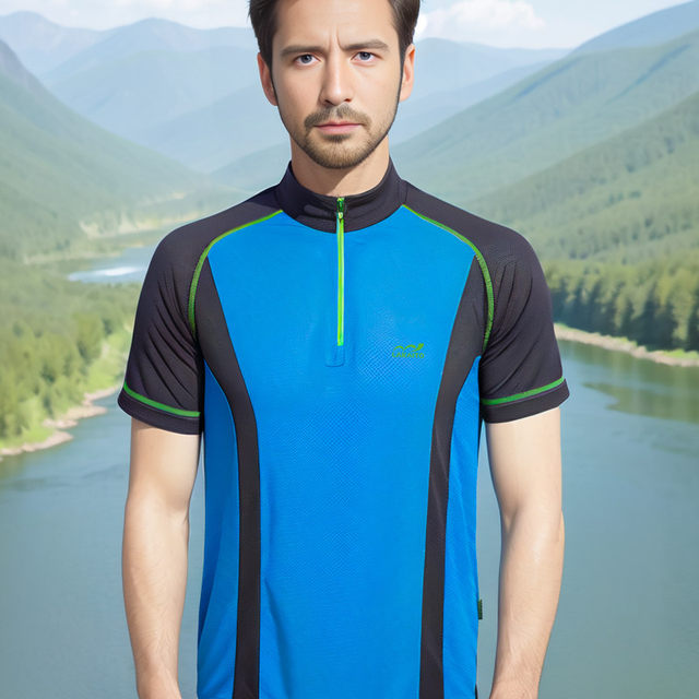 Quick-drying clothing men's short-sleeved running summer thin stand-up ...