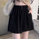 Black suit shorts, women in summer, thin waist, thin, loose casual small, ice silk large size A -line 5 five -point pants