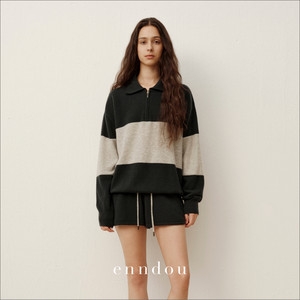 enndou 100%纯羊绒针织卫衣Oversize翻领套头外套休闲保暖毛衣女