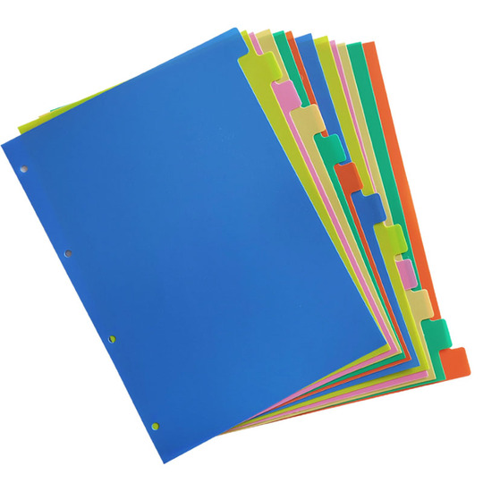 Shen Xia A5 カラープラスチックインデックス仕切り - 12枚