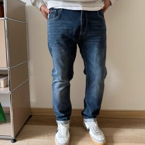 Dayi Wuyou Large Size Men's Spring and Autumn Style Blue Trendy Fatty Fleece Plus Fatty Plus Larger Men's Jeans Pants
