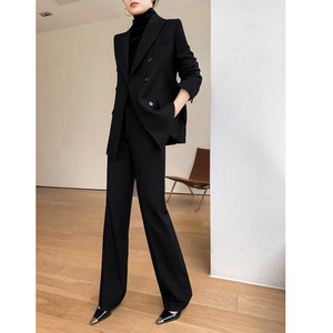 Black suit jacket women's high -level sense fashion temperament goddess Fan professional dress wide -leg pants casual West suit jacket
