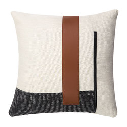 Orange Leather Patchwork Throw Pillow, Modern Minimalist Nordic Light Luxury Living Room Sofa Cushion, Model Home Decorative Pillow, Removable