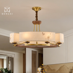 〖Qie Di〗New Chinese-Style Chandelier 2026 New Model Song-Style Aesthetics All-Copper Main Hall Lamp Walnut Wood Dining Room Lighting Fixtures