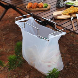 Outdoor Folding Tabletop Trash Rack Camping Stainless Steel Picnic Barbecue Eco-Friendly Portable Thickened Trash Bag Holder