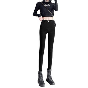 Broken pants Women's pants outside wearing autumn and winter magic high waist tights, thin black elastic pencil small black pants
