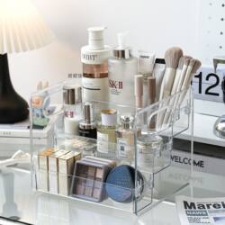 Desktop Storage Box for Cosmetics, Transparent Acrylic, Perfume, Skin Care Products, Water Emulsion, Makeup Table Organizer, Layered Storage Rack