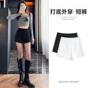 
Black shorts for women in summer thin style, high waist, slim A-line tight stretch sexy hot pants ultra short leggings
