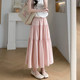 Pink skirt for women 2025 new summer thin gentle A-line long skirt high waist slim small cake skirt