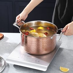 Ounoton 304 Stainless Steel Thickened Household Hammered Texture Uncoated Soup Pot, Suitable for Induction Cookers and Gas Stoves, Large Capacity