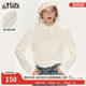 Fairy pocket white half turtleneck lace base shirt for women 2025 spring new pearl pure desire top