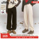 Fairy pocket white plus velvet sports casual pants female 2024 winter new loose and skinny pants