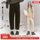 Fairy pocket black high-waist casual grandma pants for women 2025 spring new plush nine-point tapered pants