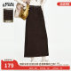 Fairy pocket retro high waist stitching half -body skirt female 2024 winter new skirt long skirt
