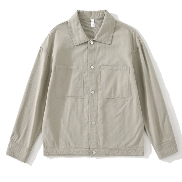 Luud Solid Color Simple Seersucker Shirt Jacket Casual And Versatile 