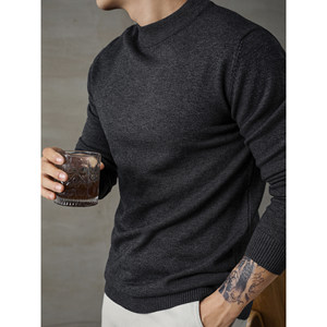 
LUUD half-high neck base shirt for men's autumn and winter warm high-end business sweater slim sweater mid-collar inner wear
