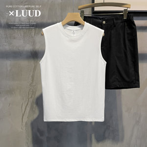 Luud Xinjiang Jiejie full cotton breathable vest skirt men's sleeveless base T -shirt pure color round neck top
