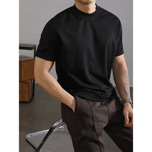 
LUUD Black Cleanfit Short Sleeve Men's Trendy Brand T-shirt High-end Minimalist Shirt
