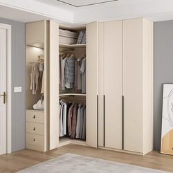 Large Wardrobe L-Shaped Master Bedroom Corner Home Use Bedroom One-Door to Ceiling Small Apartment 90-Degree Corner Walk-In Closet Wardrobe Cabinet