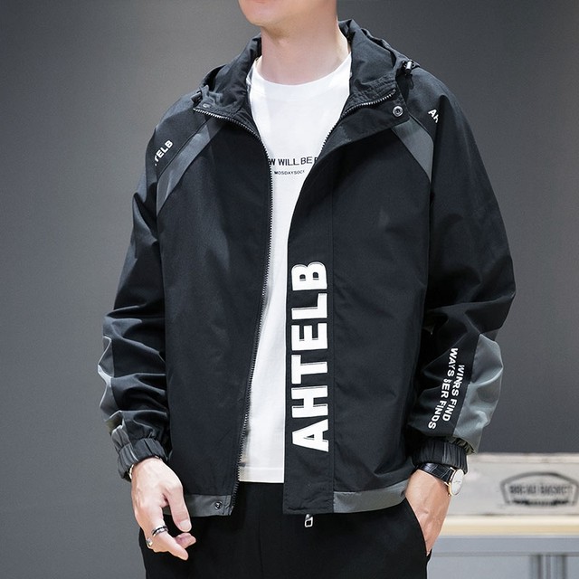 2023 New Fashion Color Blocking Hooded Jacket Men's Spring and Autumn ...