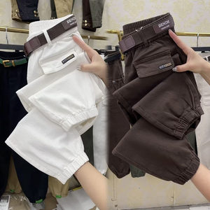 
European 2023 autumn new casual pants for women loose slim denim work pants high waist versatile harem pants