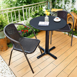 Outdoor Table and Chair Three-Piece Set, Balcony Small Tea Table and Chair Combination, Courtyard Home Terrace Leisure Outdoor Round Table and Chairs