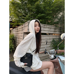 Here Yaya Shop Personal Collection Imported Cotton Yarn Heavy-Duty Garment Washed Sun-Protective Long-Sleeve Hooded Sweatshirt