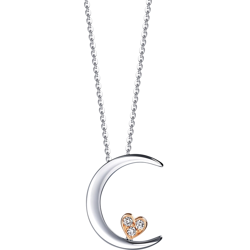 周生生愛情密語月亮悅你心鑽石項鍊18K金套鍊89634U