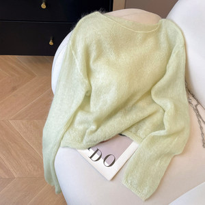 
Little C Home Mohair Thin Sweater Women's 2026 New Spring Soft Waxy Sweater Lazy Style Round Neck Cardigan