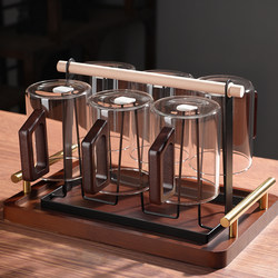 High-Temperature Resistant Glass Cup for Home Use, Suitable for Brewing Green Tea, with Handle, for Office and Entertaining Guests, Cup Set