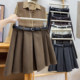 Retro pleated sweater suit woolen skirt for women in autumn and winter thickened hips A-line versatile slim skirt