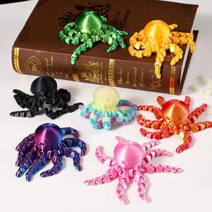 
3D printed magnetic ornaments, octopus, octopus, squid, simulated animal model, joints, movable figures, children's toys