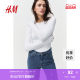 HM women's T-shirt summer elastic round neck soft comfortable casual long-sleeved sweat top 1191700
