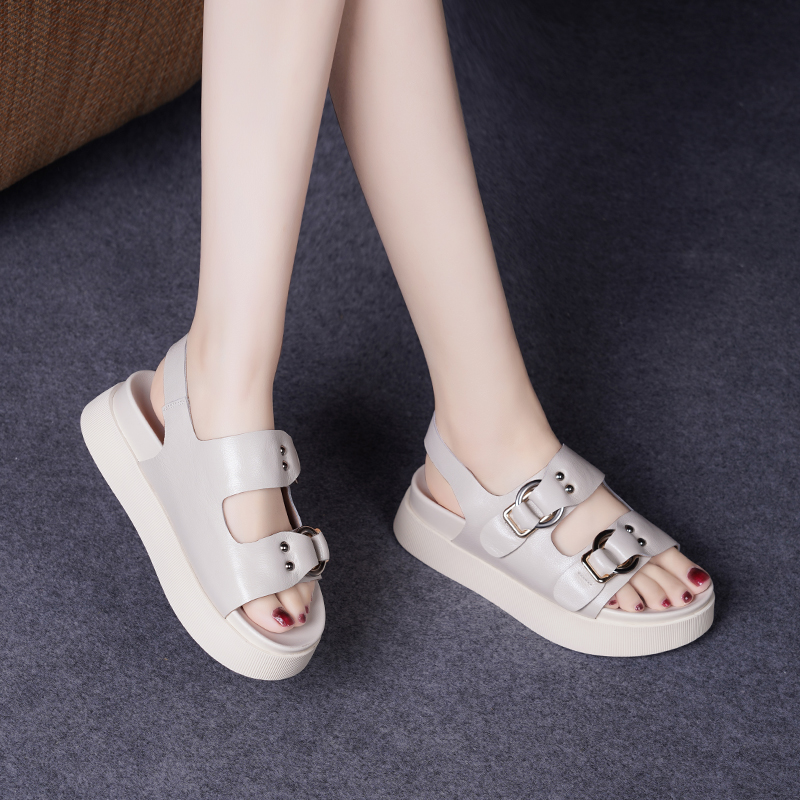 C8302 1810K Giày Dép Sandal Nữ Jiarela Đế Mềm Mùa Hè Đế Cao Giày Dép Nữ Da Bò G05 Sản Phẩm Mới