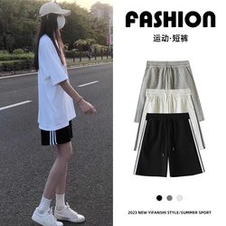 Women's Summer 2025 New Style Loose High-Waisted Slimming Cotton Running Casual Wide-Leg Shorts