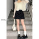 Black floral short skirt for women in summer new large size fat mm high waist slim pear-shaped body retro a-line skirt