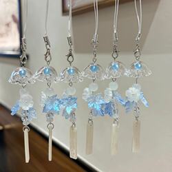 Ice and Snow Maple Leaf Wind Chime Pendant ins Stylish and Beautiful Bag Charm Personalized Phone Chain Keychain Best Friend Gift