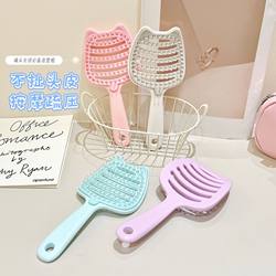 Large Curved Air Cushion Long Curly Hair Cat Comb for Fluffy High Crown Hair, Hair Styling Tool Specifically for Women with Long Hair, Rib Comb for Styling