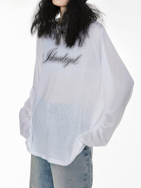 ICH MODE American physical sun protection cool blouse for women in summer loose long-sleeved T-shirt light top lazy style
