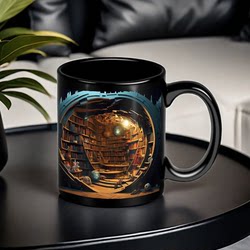 Black Water Cup 3D Pattern Ceramic Mug Cafe Simple Drinking Cup Study Water Cup