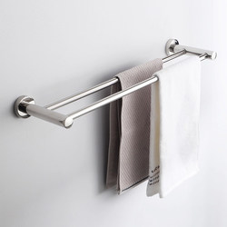 Thickened 304 Stainless Steel Towel Rack, Punch-Hole Single/Double Parallel Towel Rack for Bathroom, Silver High-End