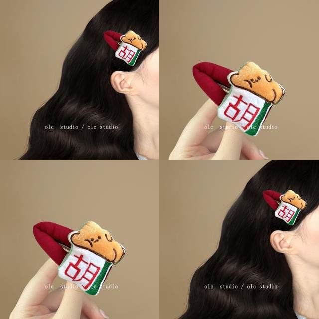 Make a fortune on 'Mah'! Fun and creative mahjong cartoon doll three-dimensional sponge bb clip forehead side bangs clip