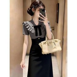 2026 Summer New French Retro Niche Design High-Waisted Bowknot Elegant Gentle Dress D4883
