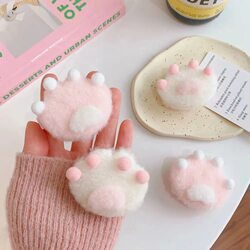 Cute Cartoon Cat Paw Hair Clip, Sweet Plush Heart-Shaped Pink Paw Hairpin for Bangs and Side Hair, Autumn and Winter Hair Accessory