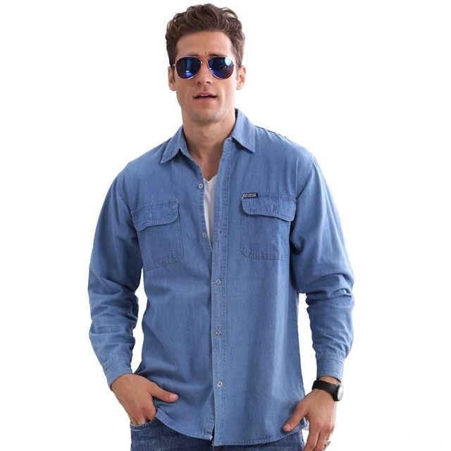 Autumn men's native shirts slim long-sleeved large size denim jacket ...