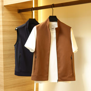 
High-end series/cabinet 8000 high-end needle shuttle double-component high elastic spring men's casual stand-up collar vest vest jacket