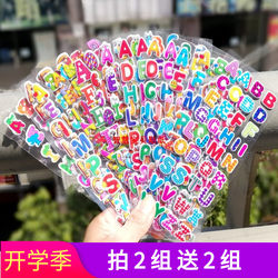 Letter Stickers Kindergarten Reward Stickers 3D Bubble Stickers Children's Praise Small Red Flower English Stickers